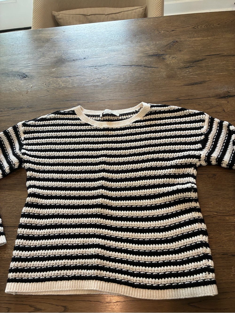 LOFT Black & White Striped Knit Sweater - Picture 2 of 5